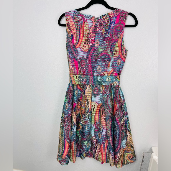 Tommy Hilfiger Paisley Multicolor Bright Rainbow Fit & Flare Dress - Picture 8 of 9